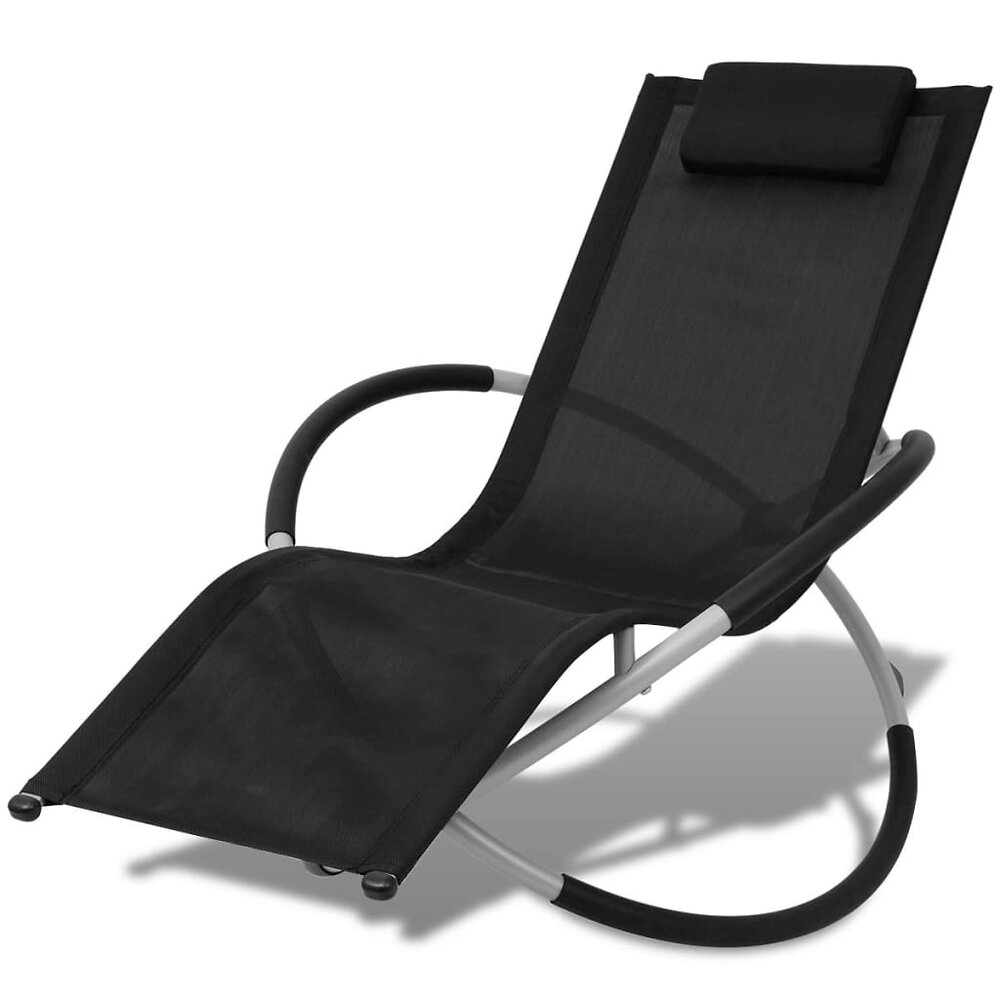 transat chaise longue bain de soleil lit de jardin terrasse meuble d'extérieur géométrique d'extérieur acier noir et gris 02_0012778