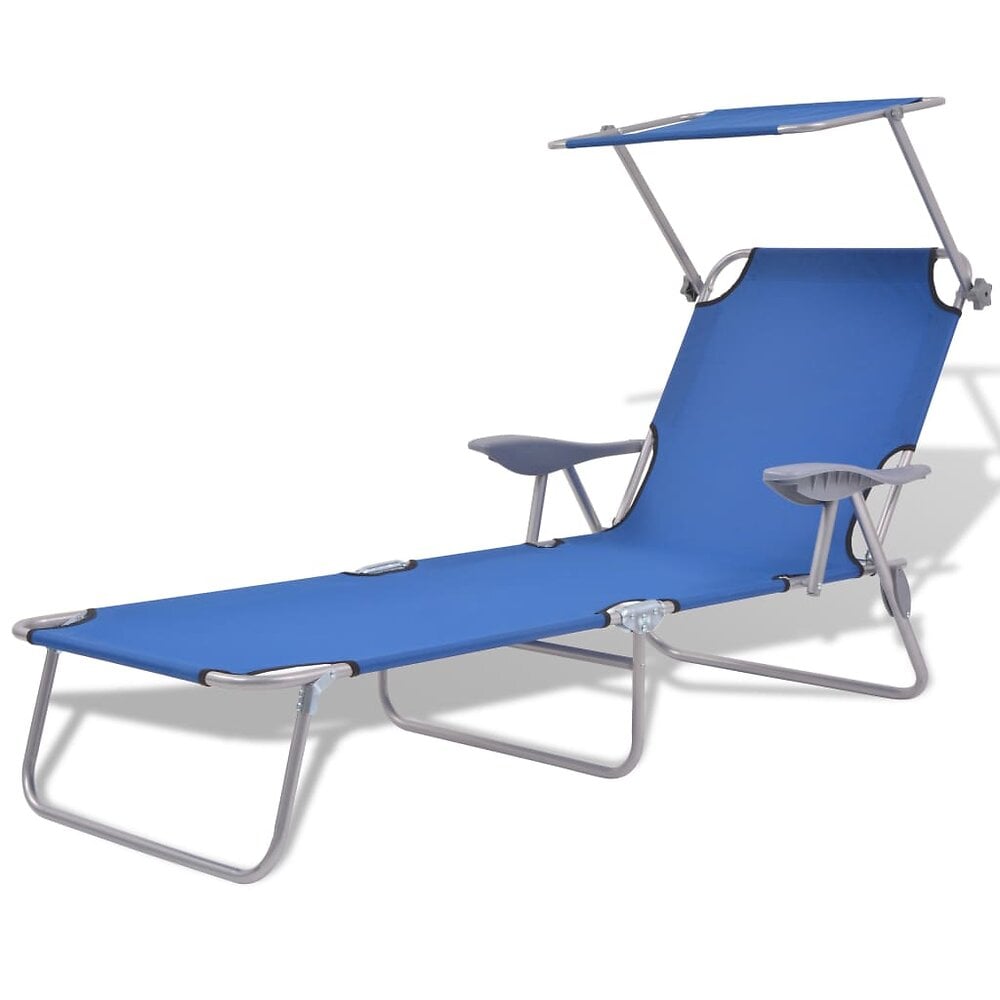 transat chaise longue bain de soleil lit de jardin terrasse meuble d'extérieur avec auvent acier bleu 02_0012263