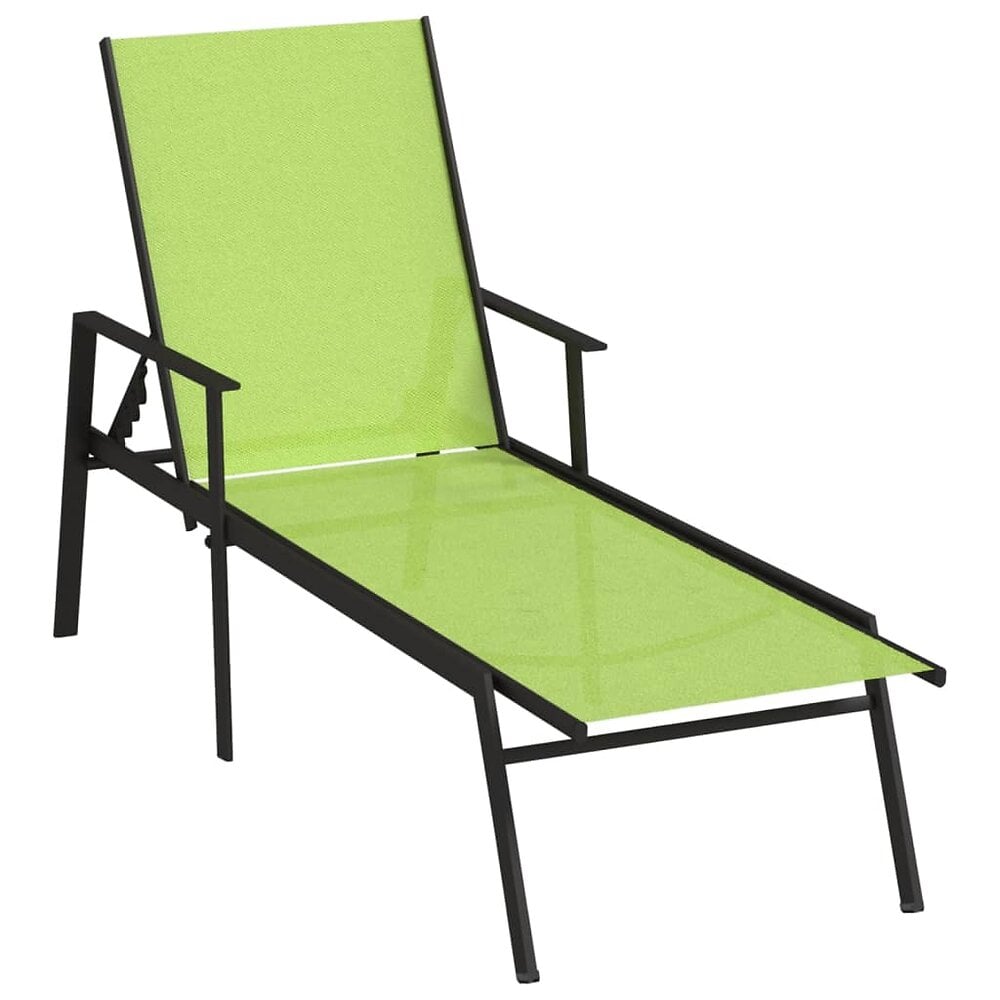 transat chaise longue bain de soleil lit de jardin terrasse meuble d'extérieur acier et tissu textilène vert 02_0012251