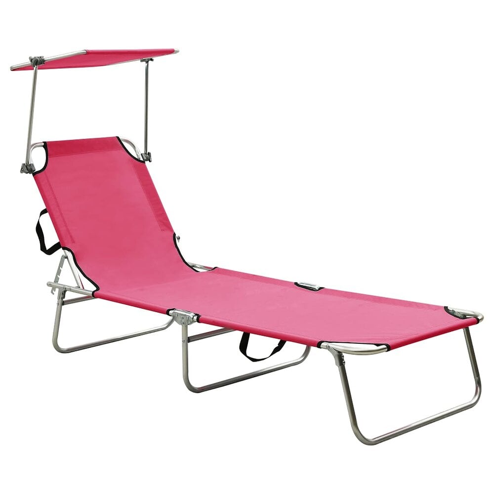 transat chaise longue bain de soleil lit de jardin terrasse meuble d'extérieur pliable avec auvent acier rose magento 02_0012812
