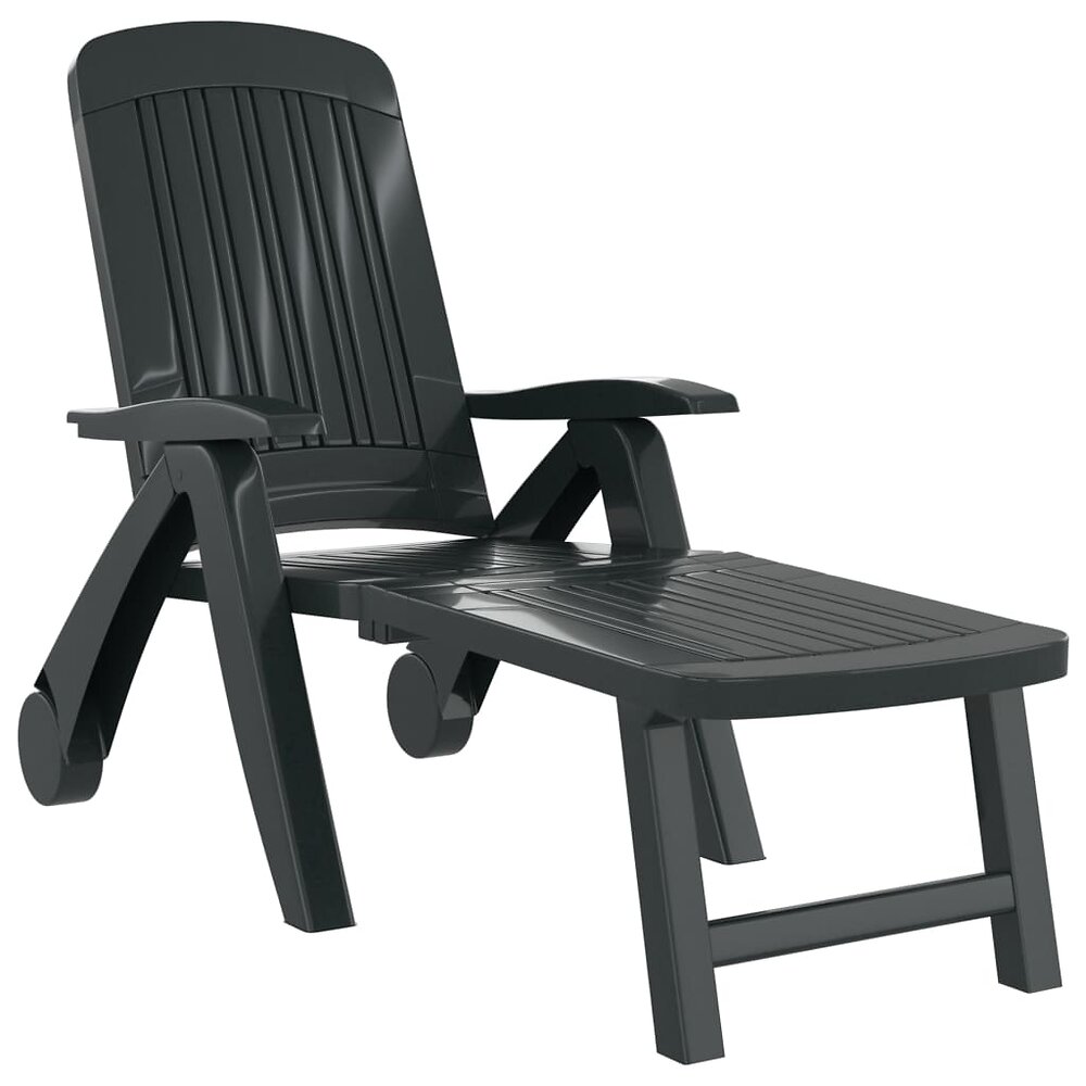 transat chaise longue bain de soleil lit de jardin terrasse meuble d'extérieur pliable polypropylène vert 02_0012882