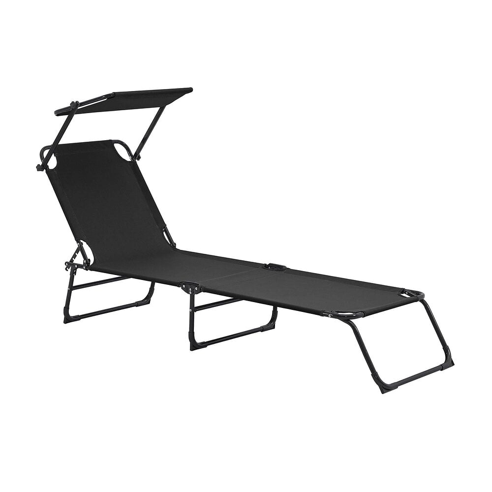 bain de soleil transat chaise longue pliable avec pare-soleil acier pvc polyester 187 cm noir 03_0000990