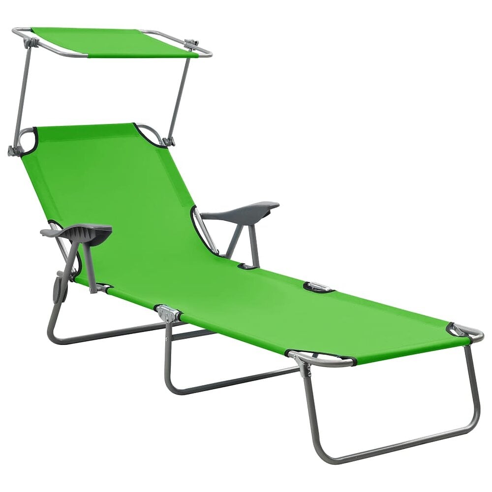 transat chaise longue bain de soleil lit de jardin terrasse meuble d'extérieur 188 cm avec auvent acier vert 02_0012270