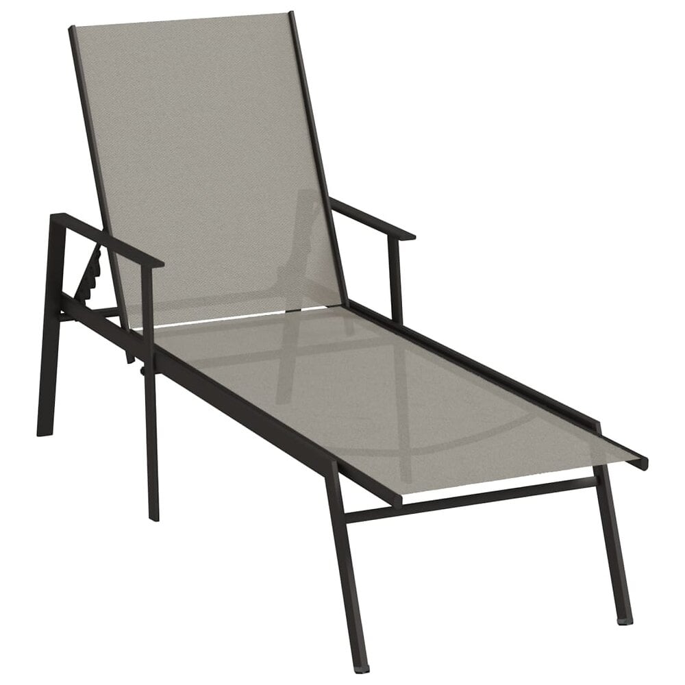 transat chaise longue bain de soleil lit de jardin terrasse meuble d'extérieur acier et tissu textilène gris 02_0012249
