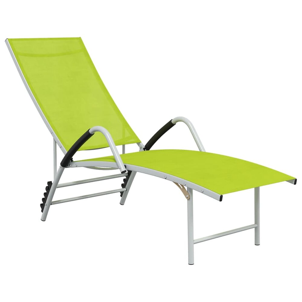 transat chaise longue bain de soleil lit de jardin terrasse meuble d'extérieur textilène et aluminium vert 02_0012936