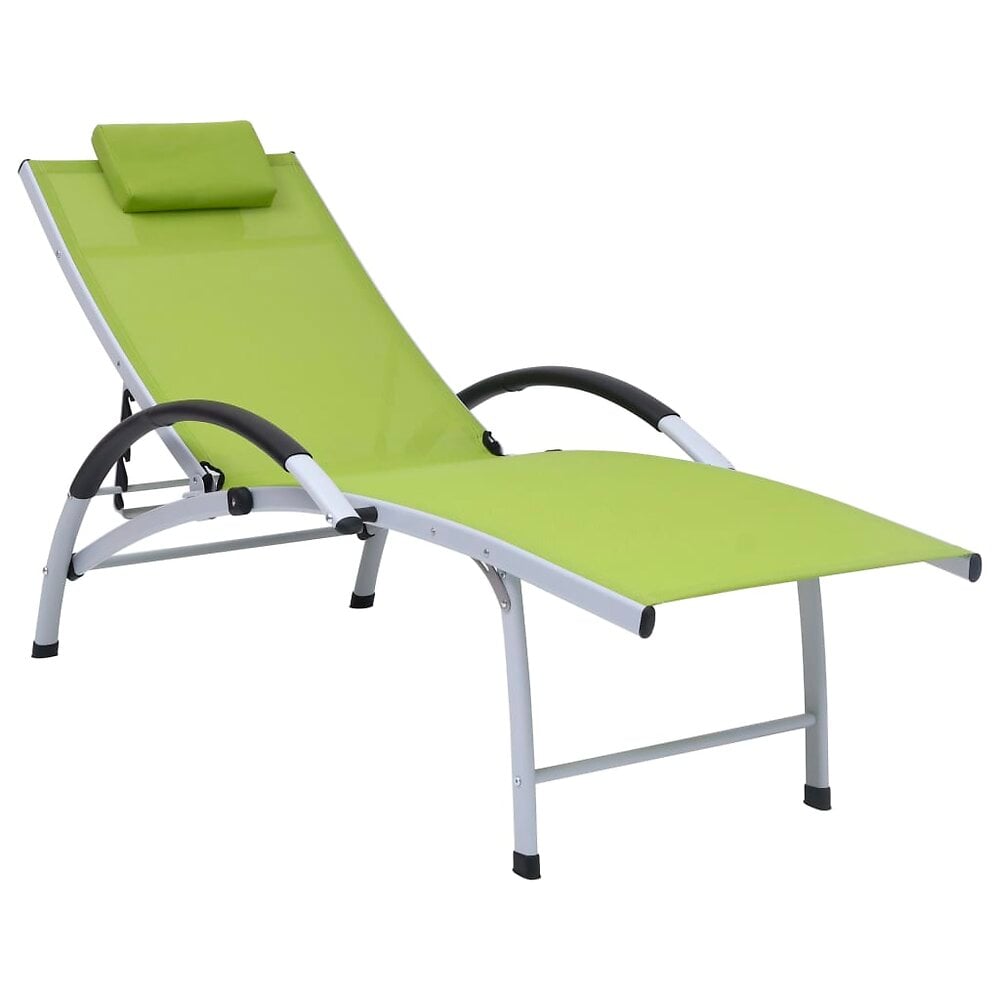 transat chaise longue bain de soleil lit de jardin terrasse meuble d'extérieur aluminium textilène vert 02_0012261
