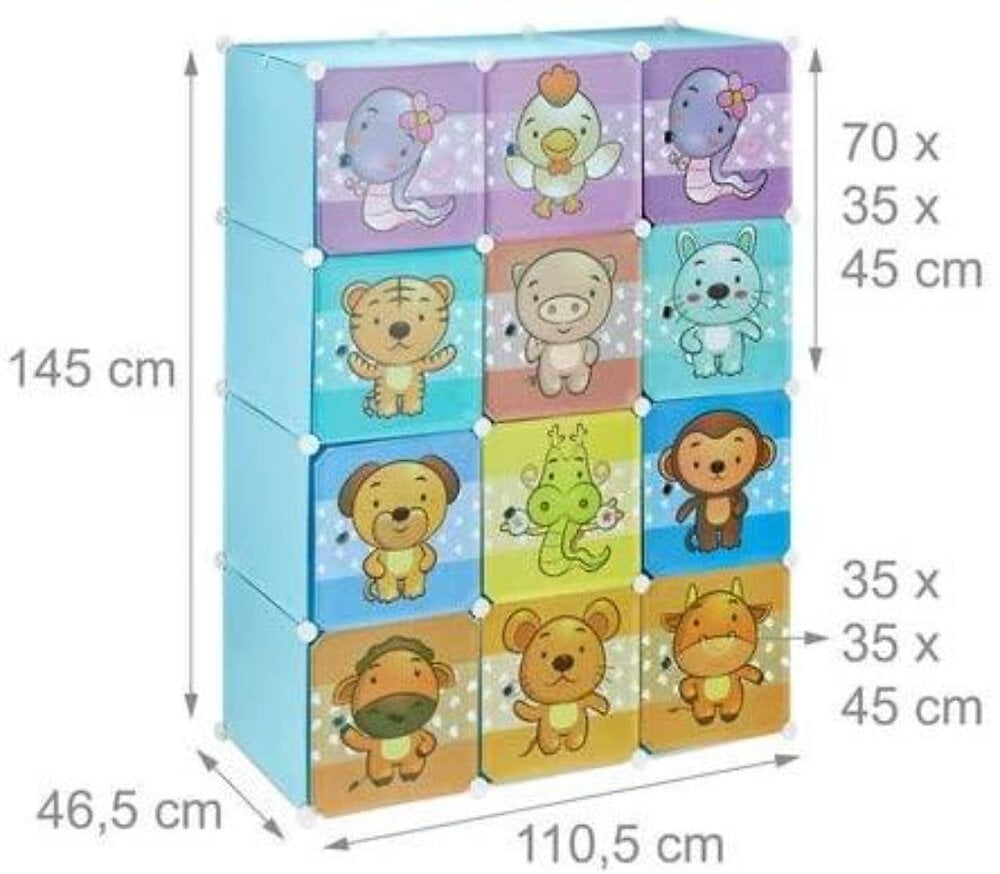 étagère rangement enfants casier modulable plastique animaux penderie armoire bleu 13_0001209_2