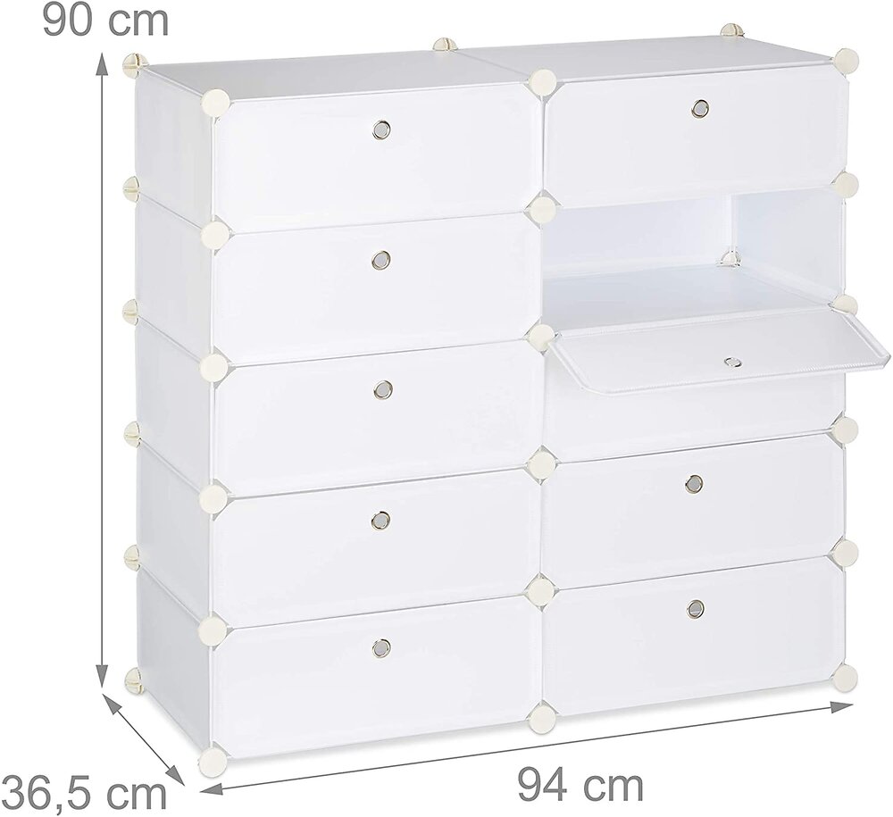 meuble à chaussures étagère armoire rangement 10 casiers 20 paires 90 cm blanc 13_0001633_2