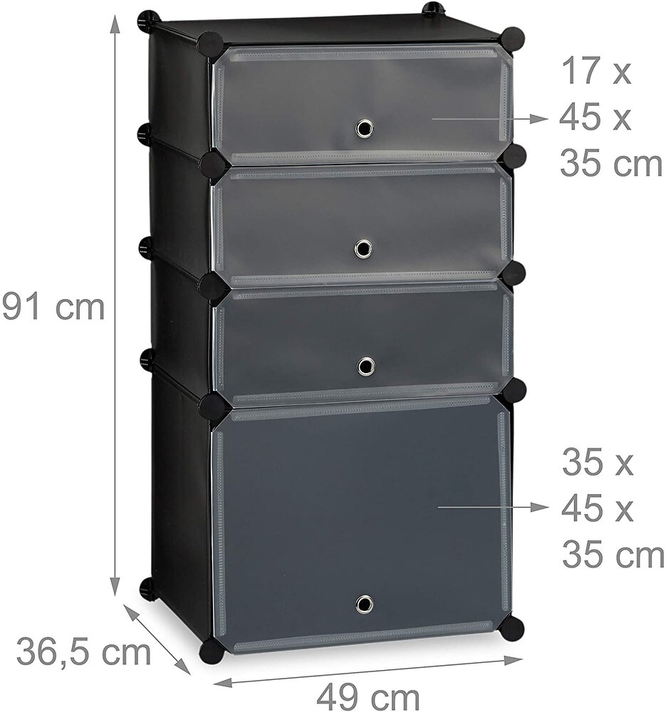 meuble à chaussures étagère armoire avec 4 casiers 91 cm noir 13_0001635_2