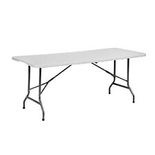 Table pliante - Plastique et acier - Blanc - 180x74x74cm