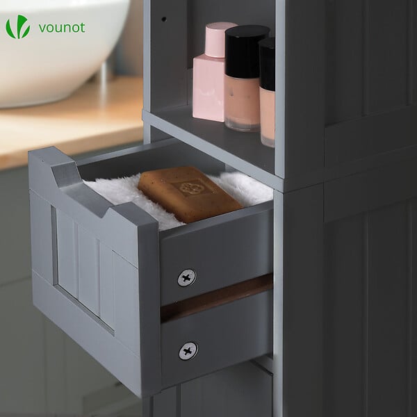 EUGAD Armoire Salle de Bain Haute sur Pied, Meuble de Rangement Colonne