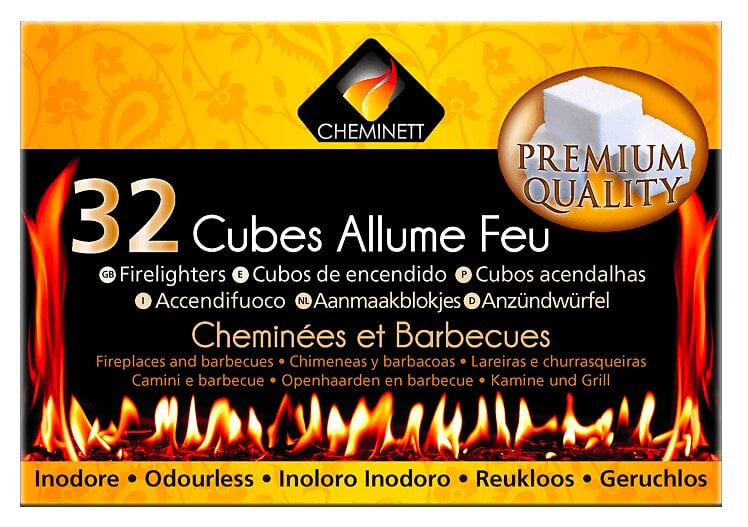 CHEMINETT - Allume feu 32 cubes premium quality base paraffine - large