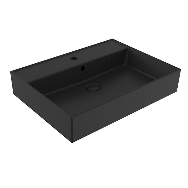 SWISS AQUA TECHNOLOGIES - Swiss Aqua Technologies Lavabo rectangulaire noir mat SAT Infinitio 60,5x46,5 cm (SATINF6046BKM) - large