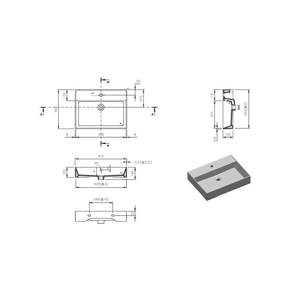 SWISS AQUA TECHNOLOGIES - Swiss Aqua Technologies Lavabo rectangulaire noir mat SAT Infinitio 60,5x46,5 cm (SATINF6046BKM) - large
