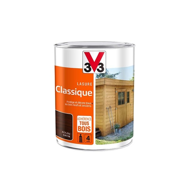 Lasure bois extérieur acajou satin 8 ans GoodHome 750ml