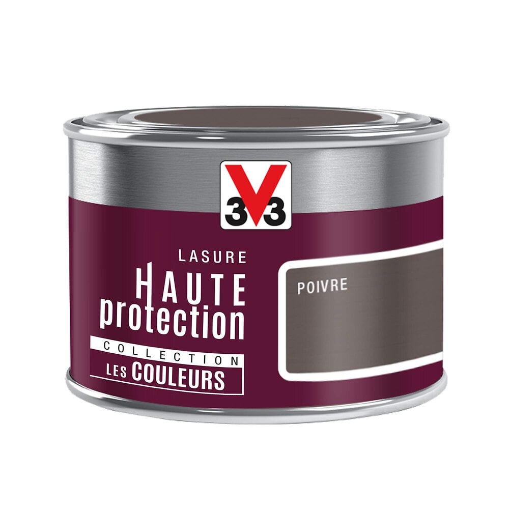 V33 BOIS - Lasure bois Haute protection Satin Poivre Pot 125ml - large