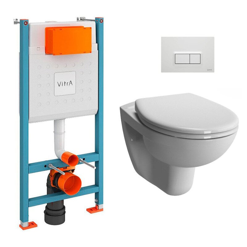 Vitra+Pack+WC+Bâti-support+V-Fix+Core+++WC+suspendu+Vitra+Normus+++Abattant+SoftClose+++Plaque,+Blanc+Brillant+(V-FixNormus-1)
