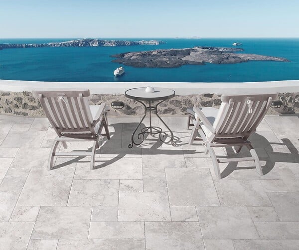 TINKER - Carrelage imitation travertin Antibes gris  44x66 cm - large