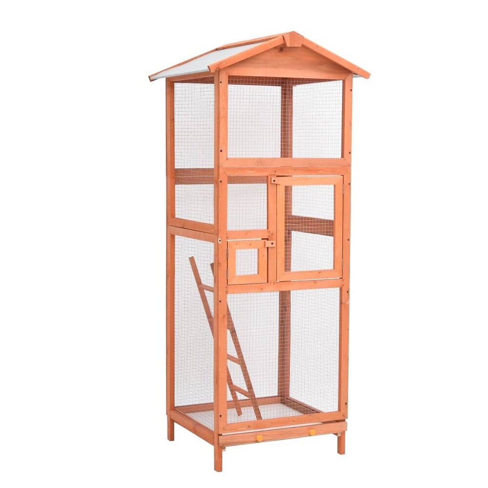 vidaXL+Cage+à+oiseaux+68x62x166+cm+bois+de+sapin+massif