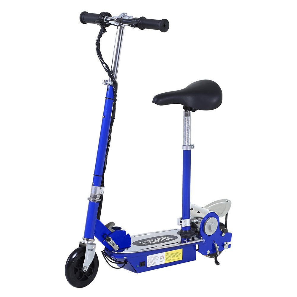 Trottinette+electrique+120+W+pliable+pour+enfant+de+7+à+12+ans+hauteur+guidon+et+selle+reglable+10+Km/h+max.+bleu