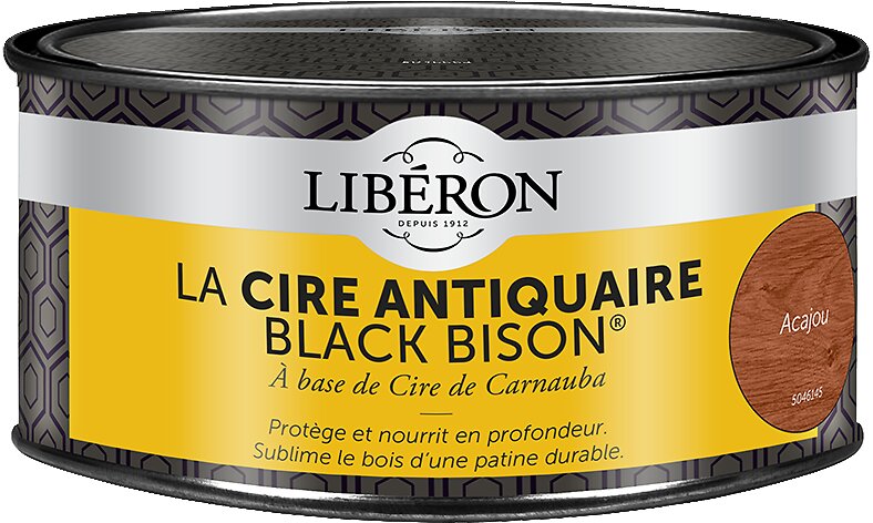 LIBERON - Cire antiquaire pâte Black Bison Acajou Pot 0.5l - large