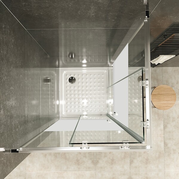 SANIVERRE - LANA+ Cabine de douche coulissante 90x90 H190 cm centre-opaque verre 6 mm - large
