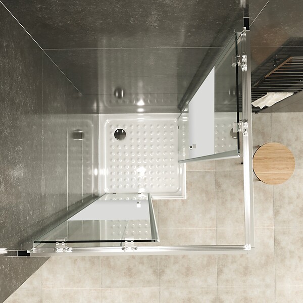 SANIVERRE - LANA+ Cabine de douche coulissante 90x90 H190 cm centre-opaque verre 6 mm - large