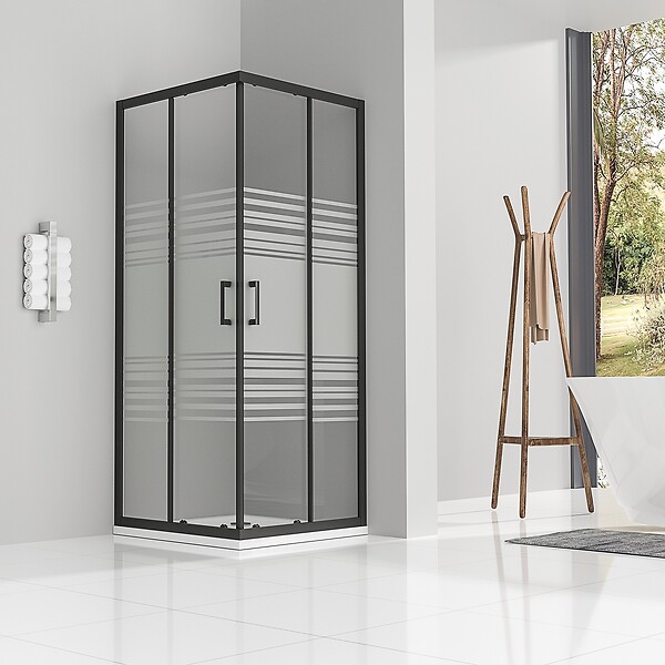 SANIVERRE - LANABLACK Cabine de douche 70x80 H180 cm semi-opaque verre 6 mm porte coulissante - large