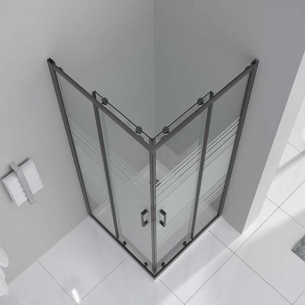 SANIVERRE - LANABLACK Cabine de douche 70x80 H180 cm semi-opaque verre 6 mm porte coulissante - large