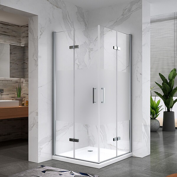 SANIVERRE - ATÉA Cabine de douche pliante 95x95 H190cm +receveur, semi-opaque verre 6 mm - large