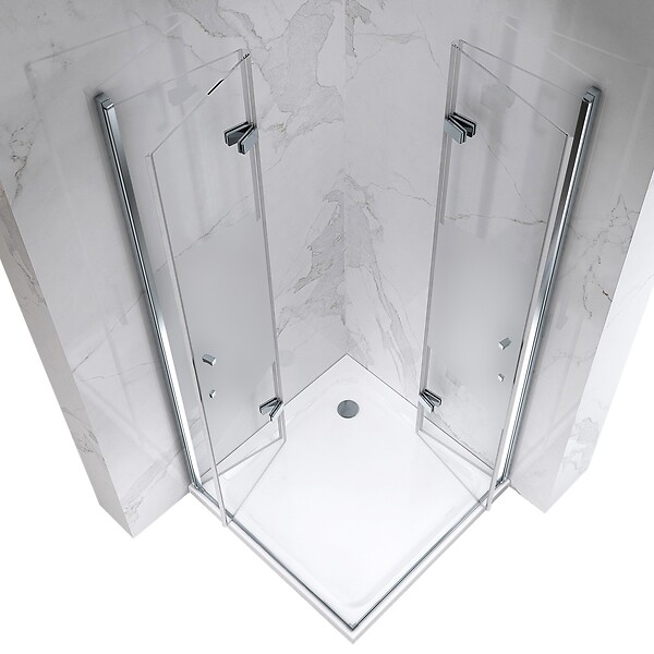 SANIVERRE - ATÉA Cabine de douche pliante 95x95 H190cm +receveur, semi-opaque verre 6 mm - large