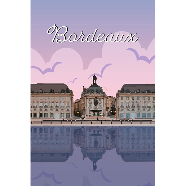CEANOTHE - Tableau sur toile illustration de Bordeaux 30x45 cm - large