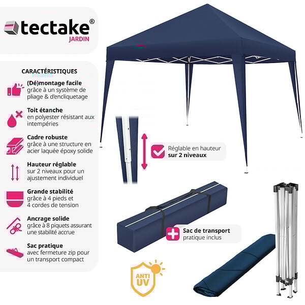 tectake - Tonnelle 3x3m  bleu - large