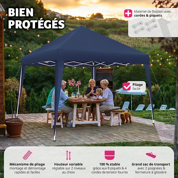 tectake - Tonnelle 3x3m  bleu - large