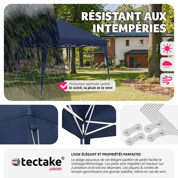 tectake - Tonnelle 3x3m  bleu - large