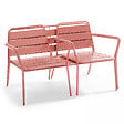 OVIALA - Salon de  jardin 4 places et 1 table basse en acier argile - vignette