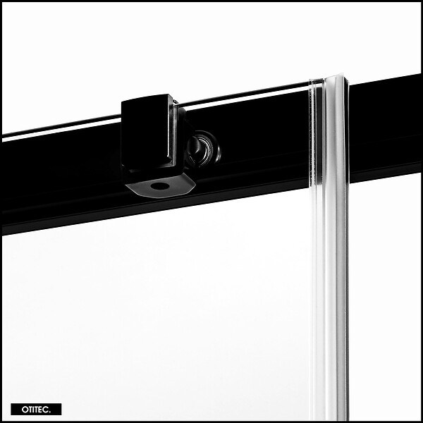 OTITEC - Porte de Douche avec Paroi Latérale (ouverture depuis l'angle) - 120 x 80 x 200 - NOIR MAT - PRIME - DROITE - large