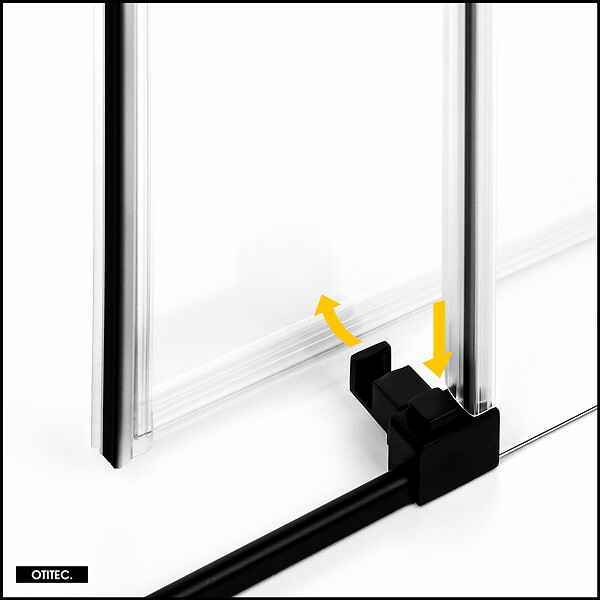 OTITEC - Porte de Douche avec Paroi Latérale (ouverture depuis l'angle) - 120 x 80 x 200 - NOIR MAT - PRIME - DROITE - large