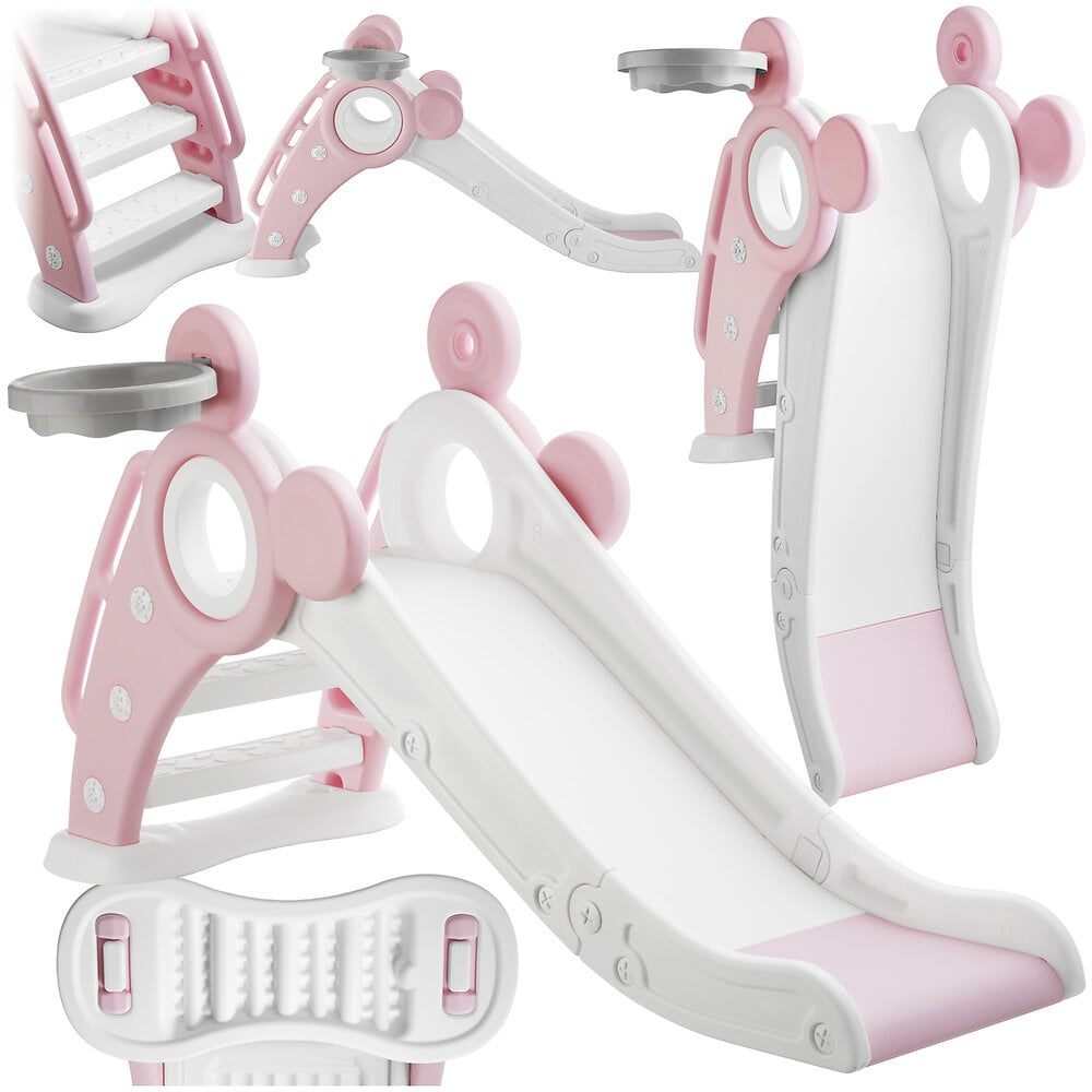 Toboggan+pliable+pour+enfants+avec+panier+de+basket+rose+vif