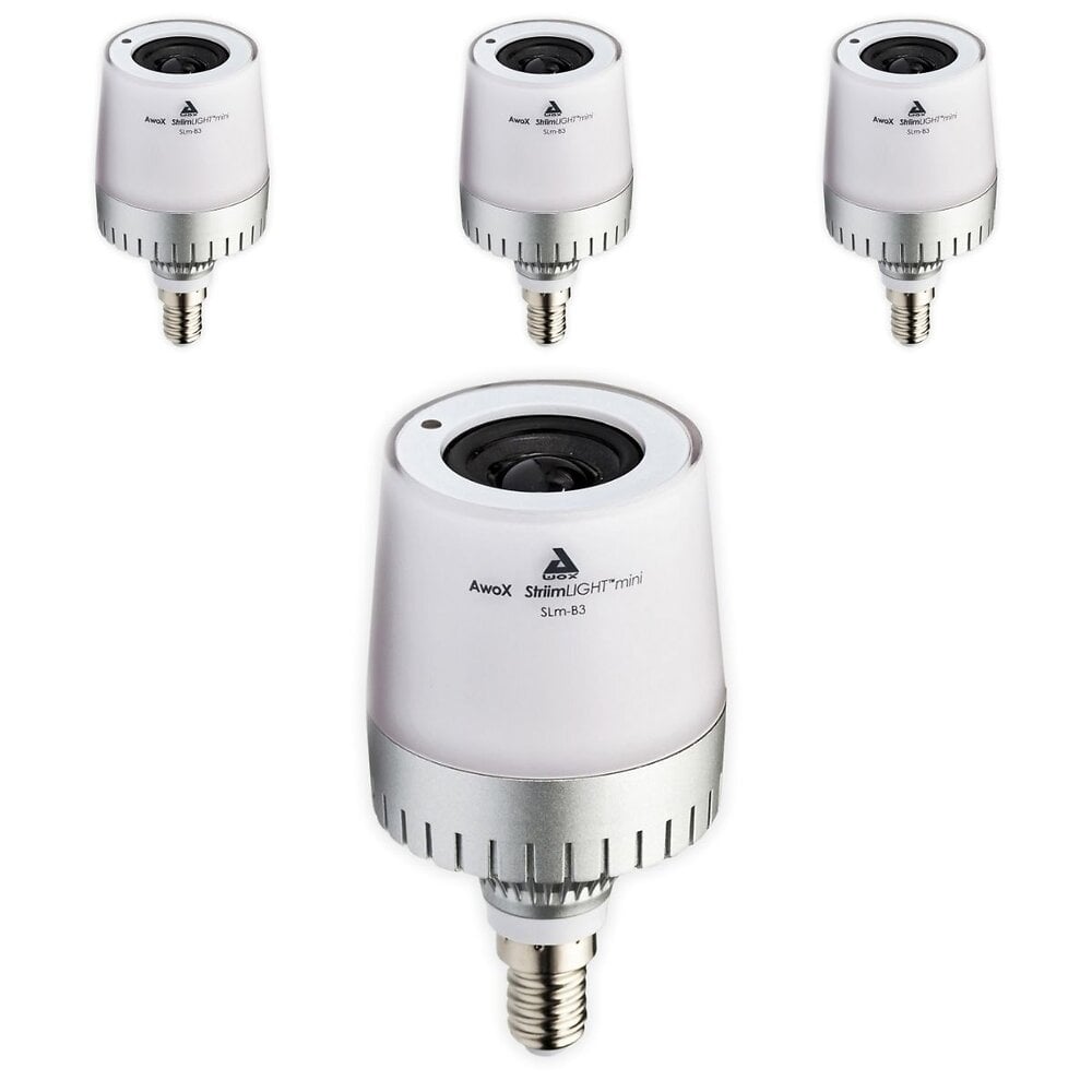 Lot+de+4+ampoules+LED+Bluetooth+E14+++enceinte+avec+telecommande+-+Chacon