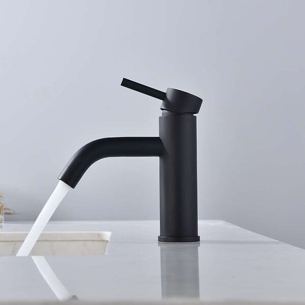 POALGI - Mitigeur de lavabo noir mat PVD Inox S304 série Rock - large