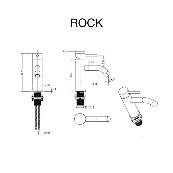 POALGI - Mitigeur de lavabo noir mat PVD Inox S304 série Rock - large