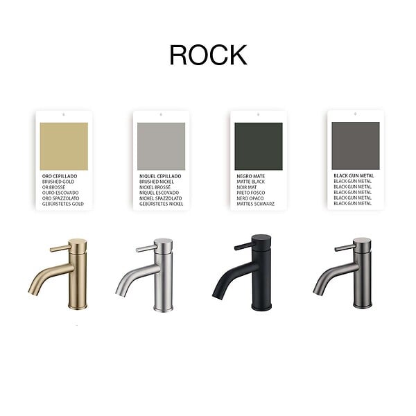 POALGI - Mitigeur de lavabo noir mat PVD Inox S304 série Rock - large