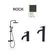 POALGI - Mitigeur de lavabo noir mat PVD Inox S304 série Rock - vignette