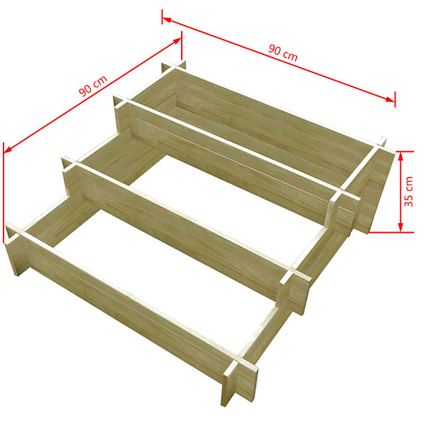 VIDAXL - vidaXL Jardinière à 3 niveaux 90 x 90 x 35 cm Bois imprégné - large