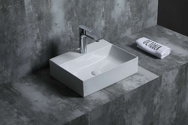 POALGI - Lavabo à poser K45 céramique 45,5x12,5x35,5 cm blanc - large