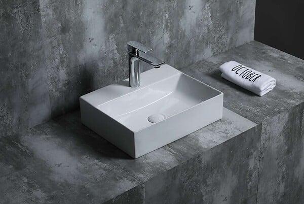 POALGI - Lavabo à poser K45 céramique 45,5x12,5x35,5 cm blanc - large