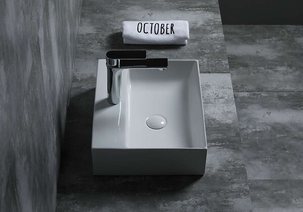 POALGI - Lavabo à poser K45 céramique 45,5x12,5x35,5 cm blanc - large