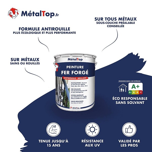 METALTOP - Peinture Fer Forge -  Pourpre signalisation - RAL 4006 - Bombe 400mL - large