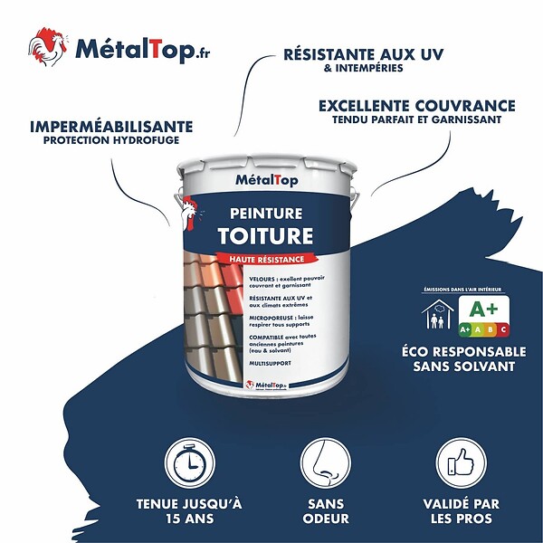 METALTOP - Peinture Toiture -  Gris beige - RAL 7006 - Pot 1L - large